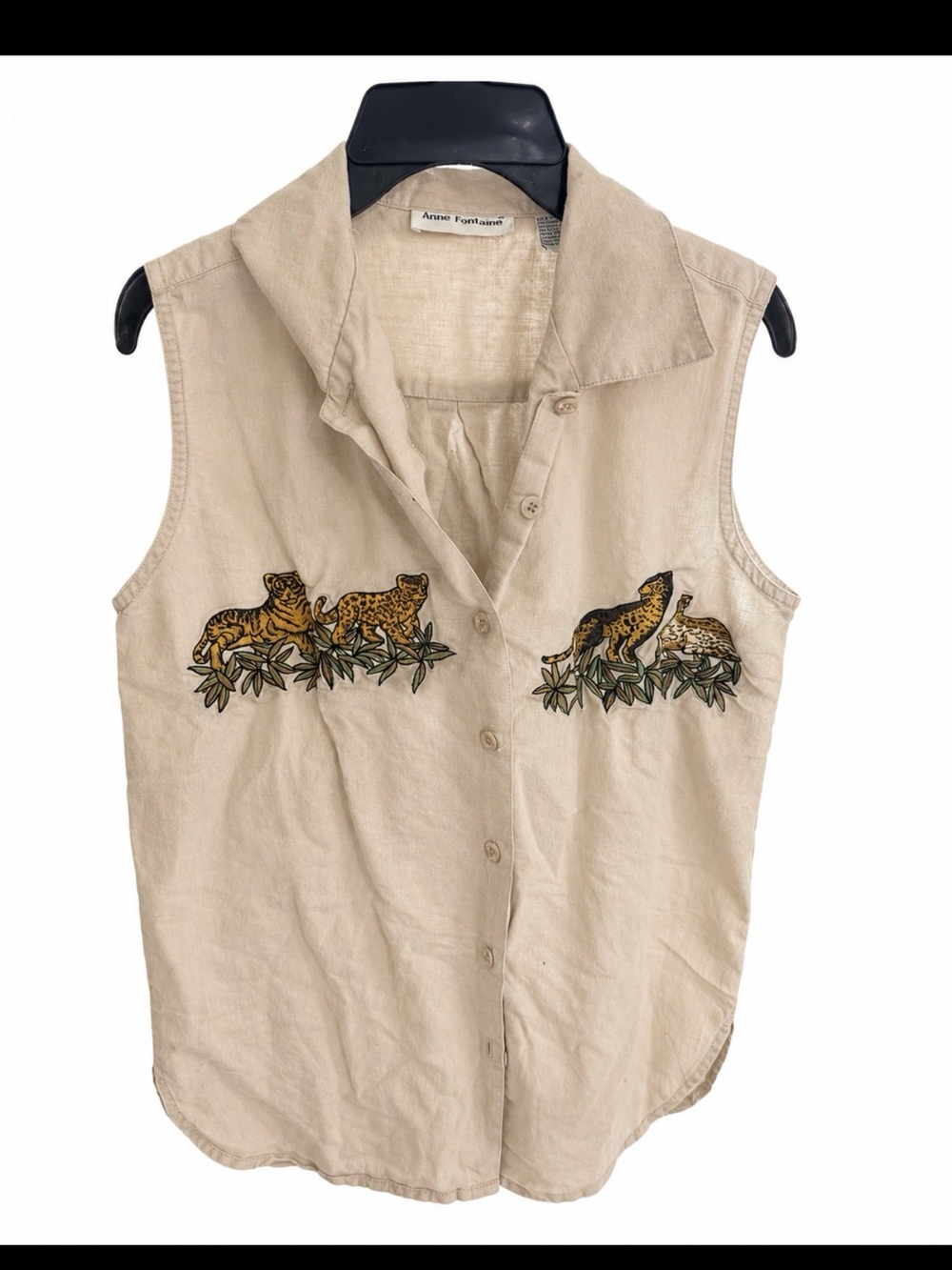 Anne Fontaine Beige Button-Front Shirt Blouse